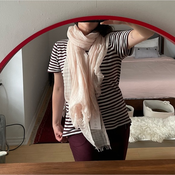 Kit and Ace Pink and White Striped Lightweight Cotton Scarf - Picture 3 of 9